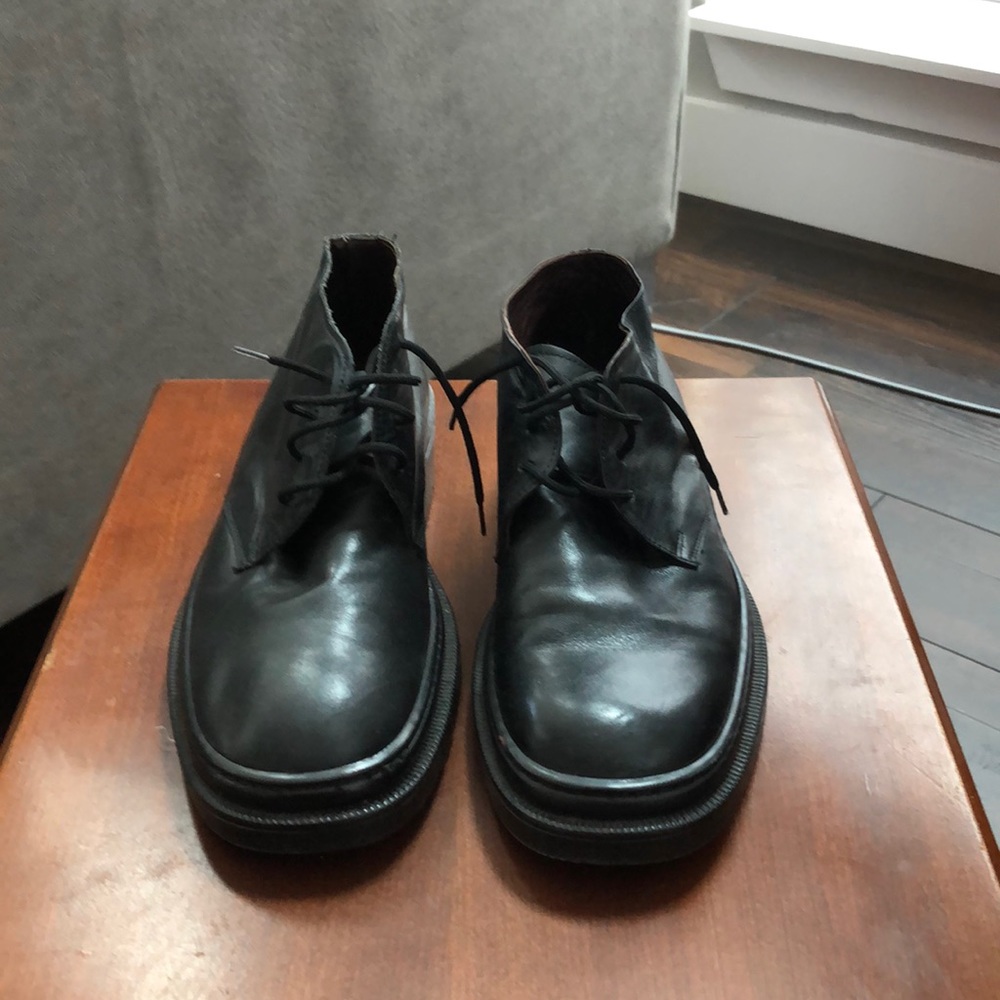 Black Italian leather low cut boots